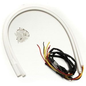 2pcs 60cm White&amp;Amber LED Strip Light DRL 12V