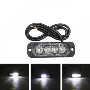 12W 4 LED Flash Strobe Warning Light Emergency Lamp Red/White 12/24V For Car Truck Motorcycle