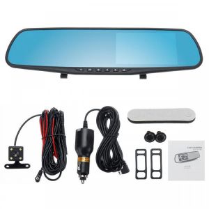 4.3 Inch Double Lens Car DVR Rearview Mirror Driving Recorder Night Vision Parking Monitoring