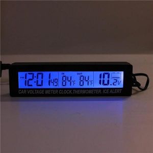 shopping ציוד אלקטרוני לרכב 12V/24V In/Out Car Voltage Meter LCD Digital Clock Time Blue&amp;Orange Backlight