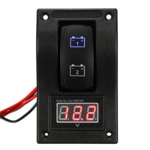 12V Marine Boat Dual LED Battery Test Panel Rocker Switch LED Voltage Voltmeter