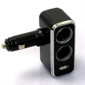 2 Way Car Cigarette Lighter Socket with USB 90 Degree Rotate