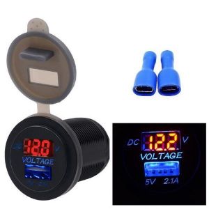 WUPP&reg; Universal 12/24V USB Car Charger Voltmeter CS-525 2.1A For Phone