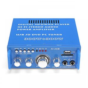 HIFI bluetooth Audio Power Amplifier AMP Supporyt FM Radio SD Card USB Microphone Input 300Wx2 12V 110V for Car Home