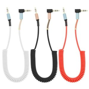 shopping מערכות שמע ומסכים לרכב 3.5mm Audio Extension Spring Spiral Stereo Cable For iPod MP3 Auto Laptop Handy