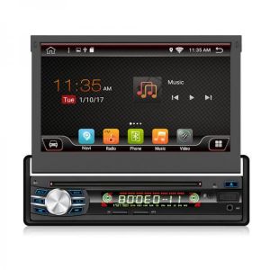 YUEHOO 7 Inch 1 DIN for Android 8.1 Car DVD Player Retractable Touch Screen Stereo Radio 8 Core 1+32G/2+32G WIFI 4G GPS FM AM RDS