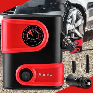 shopping אזעקה ומערכות אבטחה לרכב AUDEW 12V DC Car Tyre Tire Inflator Portable Mini Air Compressor Pump Auto Tire Pump for Car Bike Motorcycle SUV and Other Inflata