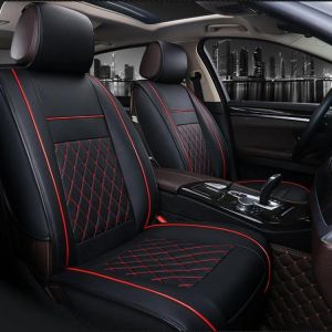 1psc PU Leather Car Full Surround Seat Cover Cushion Protector Set Universal for 5 Seats Car