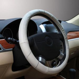 Car Genuine Cowhide Leather Steel Ring Wheel Cover for 15 Inches Wheel Size