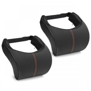 2Pcs Leather Memory Foam Car Neck Rest Pillow Safety Cushion Head Support Covers