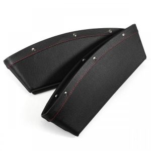 2Pcs PU Leather Car Seat Crevice Storage Gap Filler Pocket Catch Catcher Box Caddy