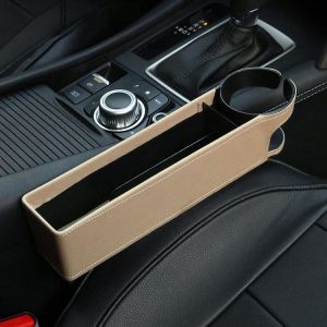 Detachable Car Seat Crevice Gap Storage Box Organizer Leather Cup Holder Double Sided Installation