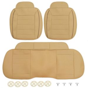 3pcs PU Leather Car Front Rear Seat Covers Universal Seat Protector Seat Cushion Pad Mat