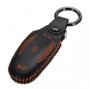 PU Leather Stitching Car Remote Key Case Cover Pocket Bag for Tesla Model X