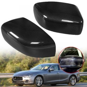 Pair Real Carbon Fiber Car Rear View Mirror Cover Caps for Maserati Ghibli/Quattroporte 2013-2016