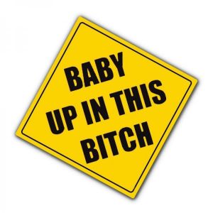 4x4 Inch Yellow Warning Baby In Car Vinyl Decal Funny Sign Stickers Auto Reflective Graphic
