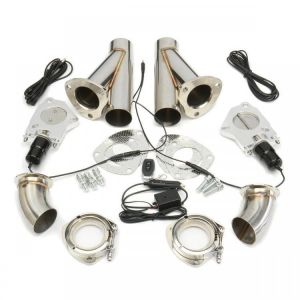 2.5 Inch 6.3mm Dual Electric Exhaust Cutout Pipe Kit with Remote Control Stainless Steel Cutout Muffler Valve System