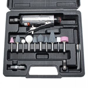 16Pcs 1/4 Inch Car Air Compressor 90psi Grinder Rotary Tool Kit With Stones &amp; Case