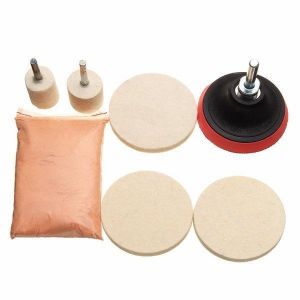 120g Polishing Kit Cerium Oxide Powder Felt Polishing Wheel Pad &amp; Drill Adapter