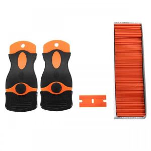 DIY 100X Plastic Double Edged Razor Blades &amp; 2X Scraper Removal Tools Kit for Car Offroad