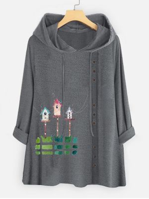 Women Long Sleeve Cartoon Print Long Sleeve Casual Sweatshirt
