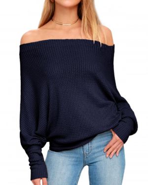 Women Off Shoulder Knit Sweaters Jumper Loose Pullover Tops