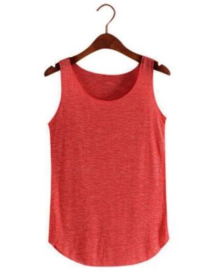 Women Solid Casual O-neck Sleeve Casual Tank Tops