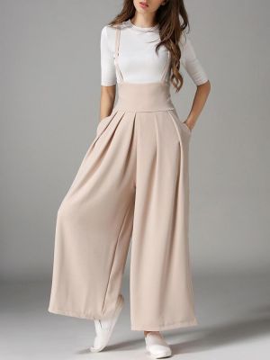 Women Sleeveless Straps Loose Casual Wide Leg Pants