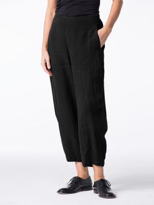 Women Cotton Pure Color Loose Side Pockets Elastic Waist Trousers Pants