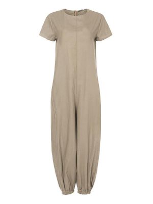 Women Casual Solid Color Short Sleeve Loose Baggy Jumpsuit