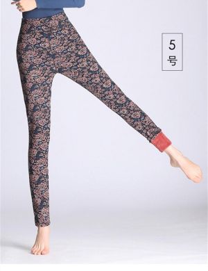 Floral Printed High Waist Slim Stretch Thicken Plush Velvet Leggings