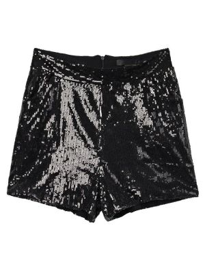 Sexy Punk Black Sequins Pocket Short Pants For Women