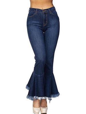Vintage Stretchy Fringed Flare Jeans