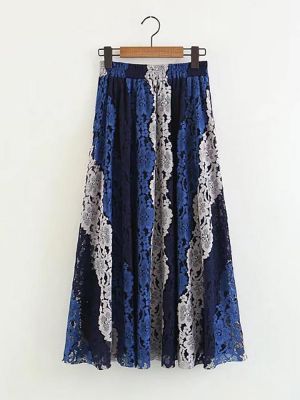 Elegant Patchwork Color Lace A-Line Skirts