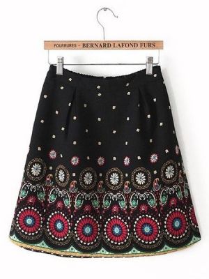 shopping חצאיות Positioning Printing Pattern Elastic Waist Skirt