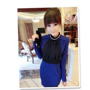 Elegant Women Turtle Neck Pearl Slim Skinny Spring Autumn Dress