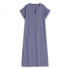 INCERUN Vintage Loose V Neck Splits Long Dress Tops Kaftan