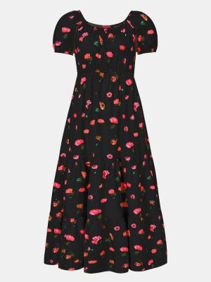 Women Elastic Square Collar Floral Print Holiday Casual Floor Maxi Dress With Belt