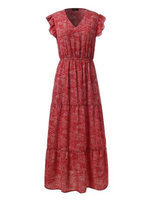 Casual Loose V-neck Elastic Waist Floral Print Sleeveless Long Maxi Dress