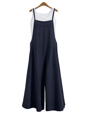 Plus Size Women Overalls Bib Pants Loose Pockets Jumpsuit