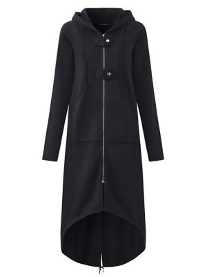 S-5XL Women Zipper Hooded Long Sweatshirt Jacket