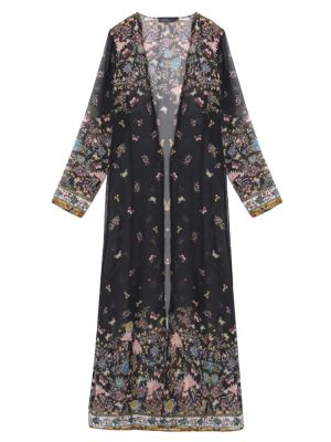 Retro Women Clothing Long Kimono Butterfly Print Cardigans