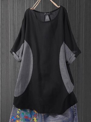 Plus Size Splice Contrast color Casual Women Blouse