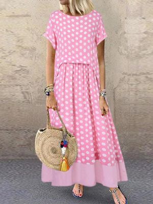 Polka Dot Two Pieces Summer Plus Size Maxi Dress