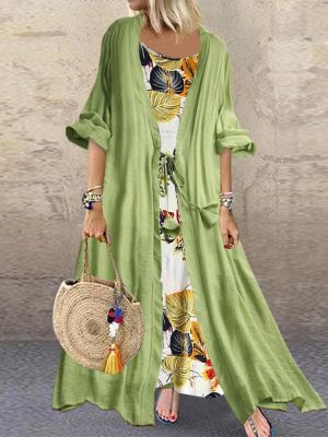 Bohemian Print Knot Two Pieces Summer Plus Size Dress