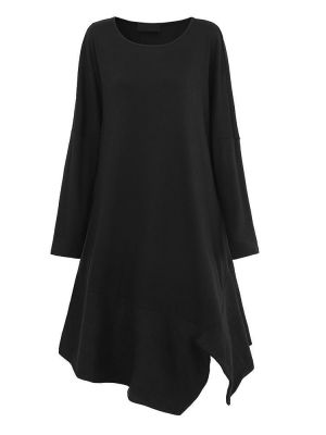 shopping מידות גדולות L-5XL Vintage Women Irregular Hem Dress