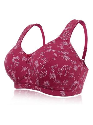 KISSLACE Plus Size Floral Printed Wireless Full Coverage Comfy Bra