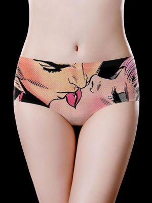 Full Hip Seamless Ice Silk Low Waisted Printed Briefs