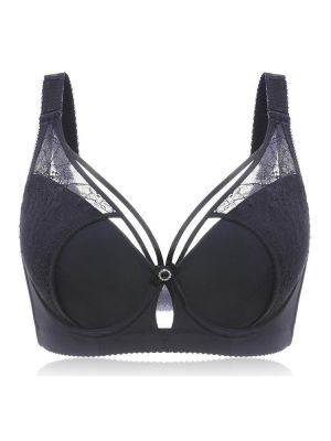 Plus Size Lace Criss Cross Full Coverage Gather Adjustable Bra