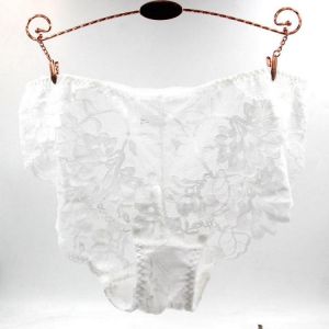 Plus Size Lace See Through Mid Waist Cotton Crotch Briefs